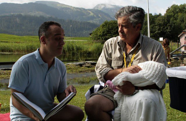 Iglesias junto a Javier Gutiérrez en un momento del rodaje.